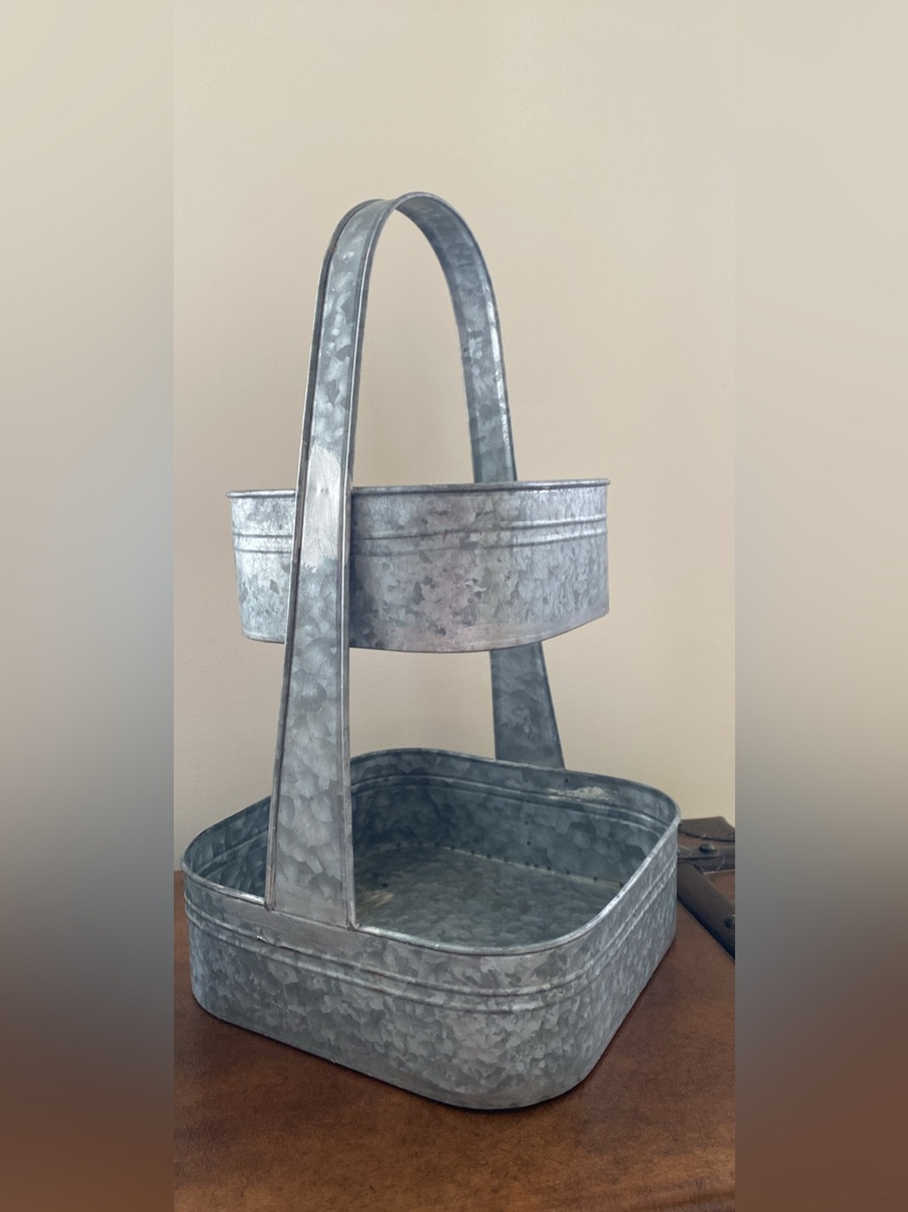 Galvanized Rustic Two-Tier Tray - Picture 2 of 6